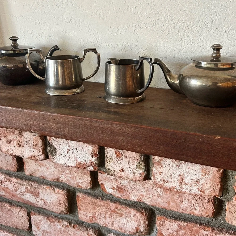 Vintage 4pc Silver Plated Tea Set Made in India Natural Patina